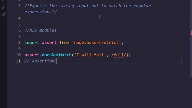 assert.doesNotMatch(string, regexp[, message]) : : node js смотреть онлайн