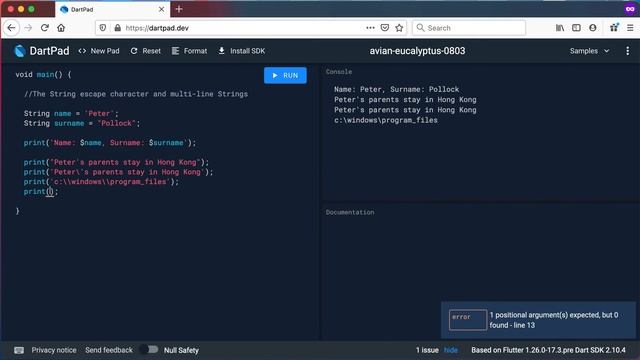 Dart Basics - The String escape character and multi-line Strings смотреть онлайн