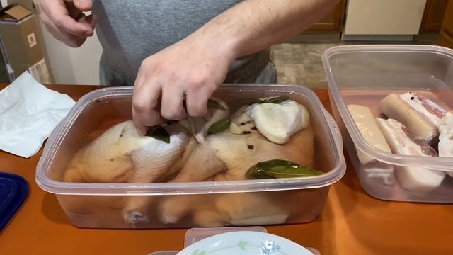 Горячее копчение курицы и сало!