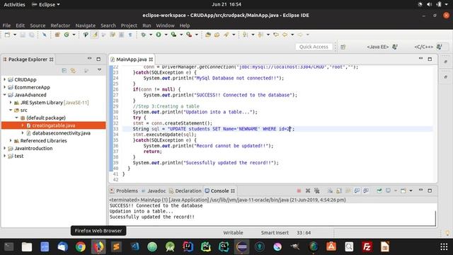 UPDATE/DELETE in MYSQL table using JDBC in Java смотреть онлайн