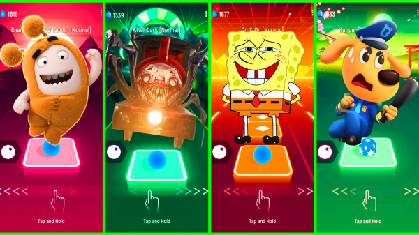 Oddbods Slick VS Choo-Choo Charles VS SpongeBob VS Sheriff Labrador Coffin Dance EDM Rush Tiles Hop
