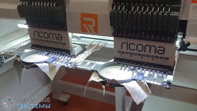 Вышивальная машина Ricoma CHT 1202(40х45) двухголовочная в работе. смотреть онлайн