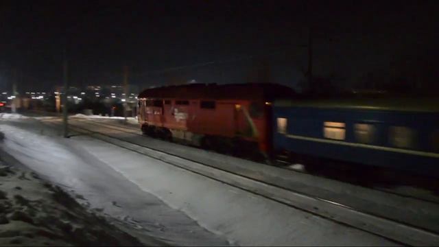 ТЭП70Бс-148 (?) с поездом Минск-Гомель на перегоне Бобруйск — Березина. смотреть онлайн