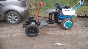 Первая поездка на мотоблоке с адаптером ак-1.