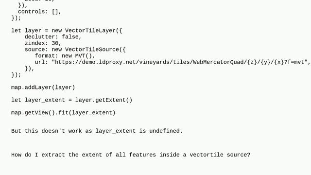 Gis: Extract extent of all features inside a vectortile source in OpenLayers смотреть онлайн