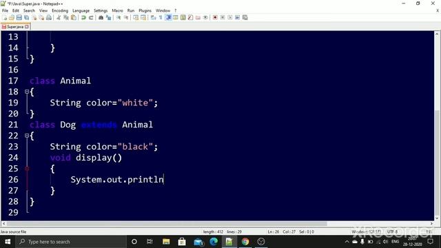 super keyword (Parent class instance variable ) in java смотреть онлайн