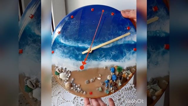 Часы эпоксидной смолой Живое море. смотреть онлайн