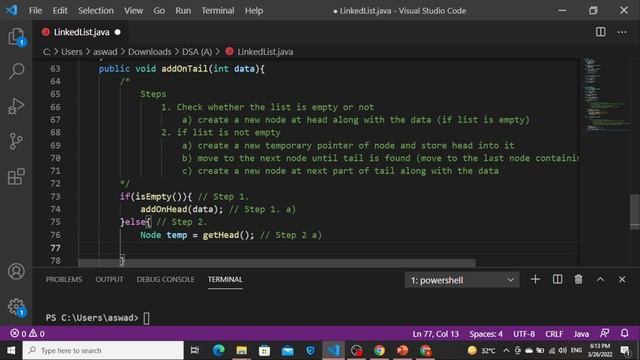 [Java] Singly linked list: Add on tail смотреть онлайн