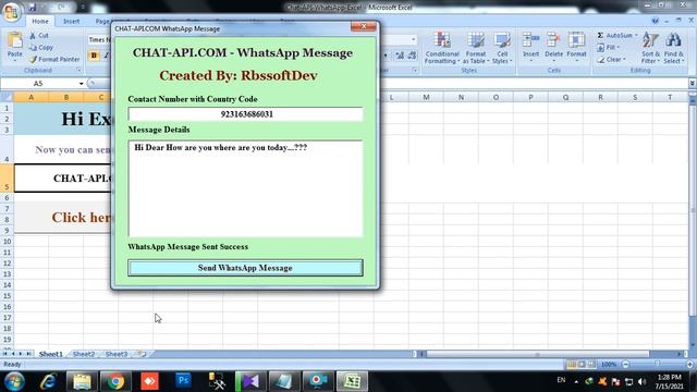 How to send WhatsApp text message from CHAT-API.COM with EXCEL VBA open source code by: RbssoftDev смотреть онлайн