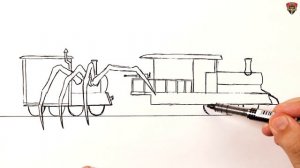 How to draw a Choo Choo Charles attacking Train