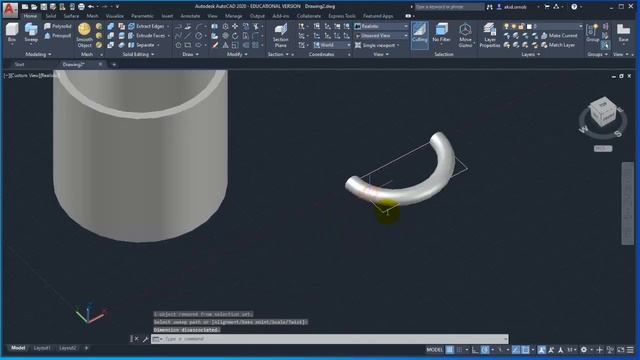 AutoCAD 2020 3D tutorial - Creating a mug part 2 (Extrude, Sweep, Subtract) смотреть онлайн