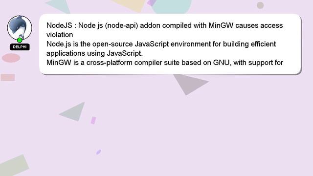 NodeJS : Node js (node-api) addon compiled with MinGW causes access violation смотреть онлайн