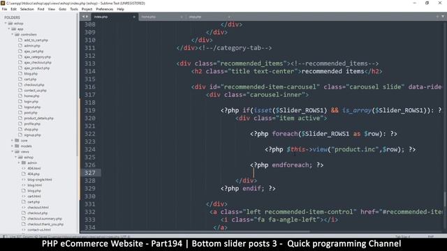 #194 PHP Ecommerce website development | Bottom slider products 3 | MVC OOP - Quick programming смотреть онлайн