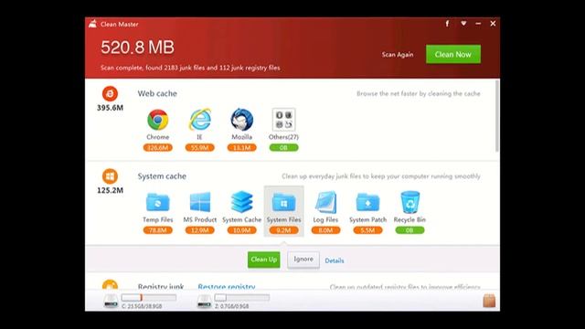 Очистка компьютера от мусора в Clean Master For PC