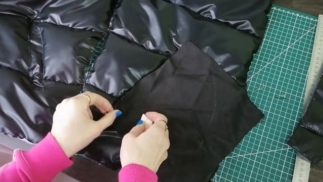 Прорезной карман с листочкой для лоскутного пуховика. смотреть онлайн