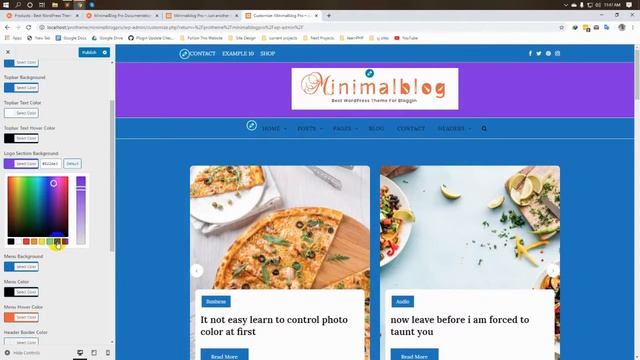 Minimal Blog WordPress theme Color customization. смотреть онлайн