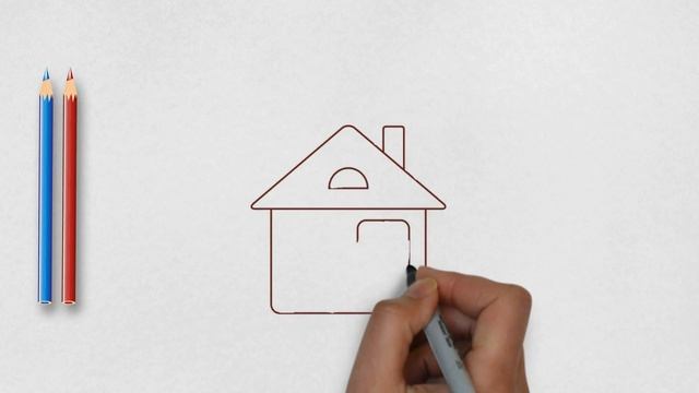 Как нарисовать дом, самые лёгкие рисунки для детей и малышей 3-5 лет, рисуем простой домик легко смотреть онлайн