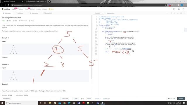 LeetCode 687. Longest Univalue Path смотреть онлайн
