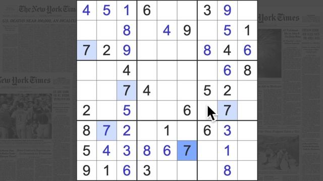 Sudoku solution – New York Times sudoku 11 November 2022 Hard level смотреть онлайн