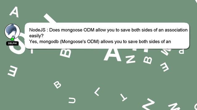 NodeJS : Does mongoose ODM allow you to save both sides of an association easily? смотреть онлайн