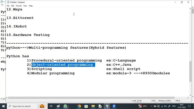 PYTHON tutorials || Demo - 1 || by Mr. Vijay On 13-07-2023 @7PM IST смотреть онлайн