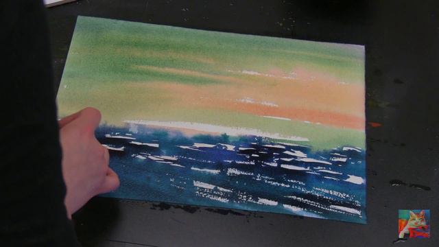 Видеурок "Сельский пейзаж поздним вечером" Акварель смотреть онлайн