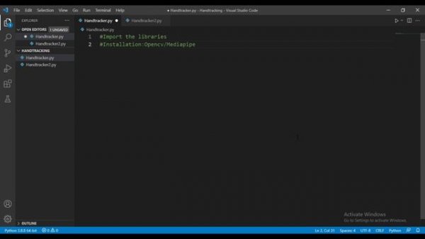 Python project : AI hand tracking using python ( Media pipe )