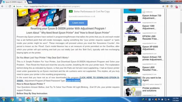 Epson B 300DN Adjustment Program смотреть онлайн