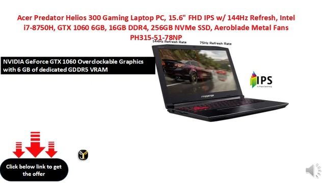 Acer Predator Helios 300 Gaming Laptop PC, 15.6 FHD IPS w 144Hz смотреть онлайн