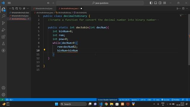 How to convert decimal number into binary number | Java Program | In Hindi смотреть онлайн