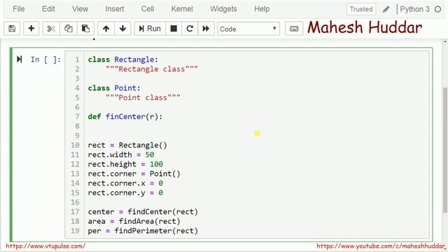 Python Program to center, area and perimeter of the rectangle - Python Tutorial by Mahesh Huddar смотреть онлайн