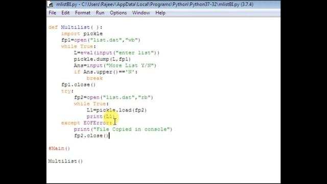 File10- How to Read Multiple Lists from a Binary File, Handling End-of-File, File -Not-Found Errors смотреть онлайн