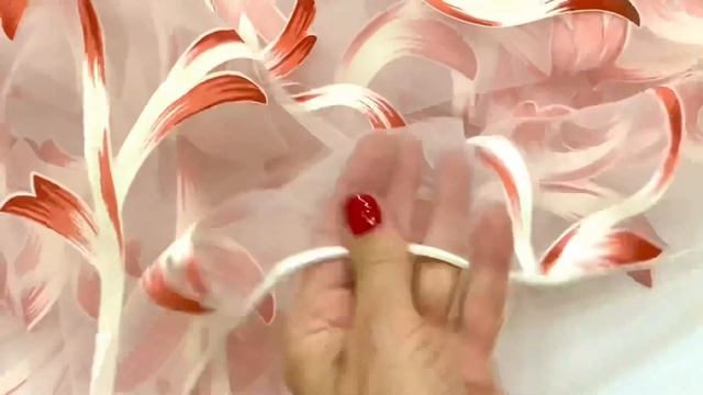 Белая органза с красными вензелями. Ткань тюлевая арт.NIL 29 смотреть онлайн