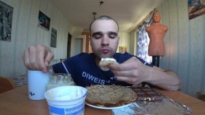 МУКБАНГАСМР БЛИНЫ СМЕТАНА СГУЩЕНКА ШОКОЛАД КОФЕДЕСЕРТ СЛАДКИЙ МУКБАНГ EATINGASMRMukbang#243