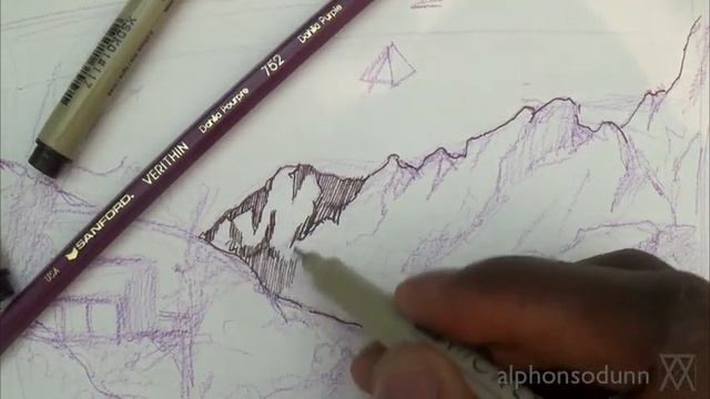 Pen and Ink Drawing Tutorials | How to draw a mountain landscape смотреть онлайн