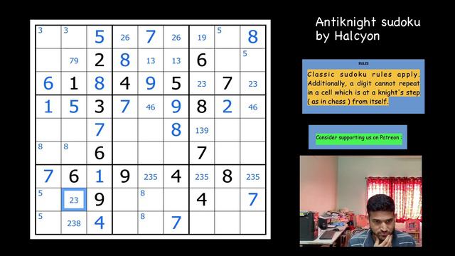 A brilliant ANTIKNIGHT sudoku with just 16 given clues ! смотреть онлайн