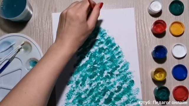Рисуем елочку зубной щеткой! Рисунок на Новый год. Необычная техника рисования. Christmas tree. Dra смотреть онлайн