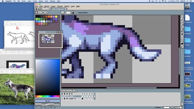 PIXEL ART TIME LAPSE #138 - Wolf Walking Cycle Character Animation смотреть онлайн