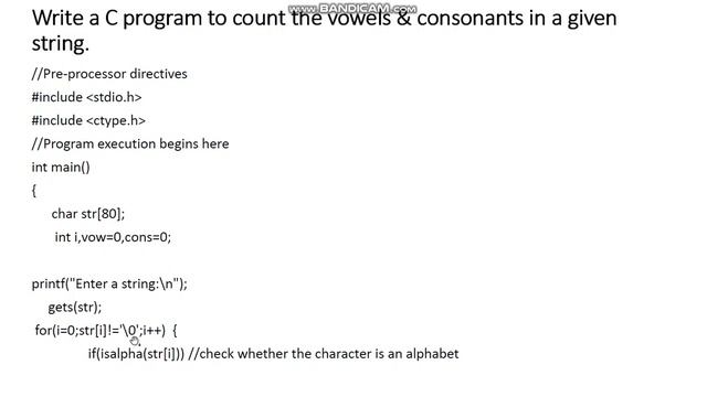 C program to count the number of vowels and consonants in a string смотреть онлайн