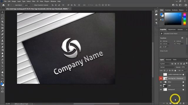Create Silver Steel Logo Display Using Free PSD Mockup | Photoshop смотреть онлайн