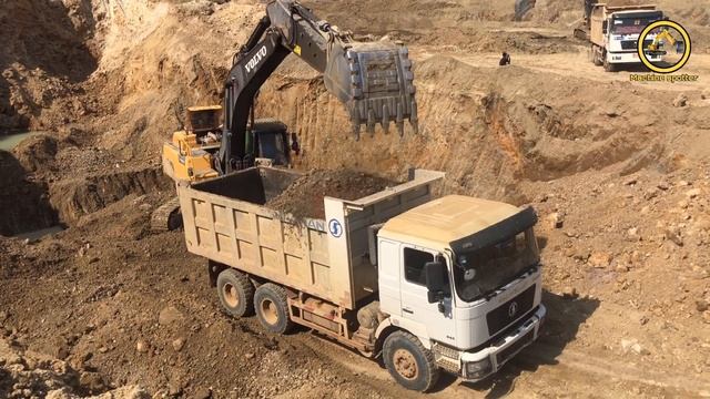 Volvo EC480D Excavator Loading SHACMAN Dump Trucks