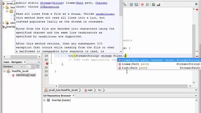 Java8 - Read a file line by line смотреть онлайн