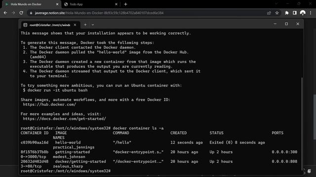 Docker Instalacion HELLO WORLD смотреть онлайн