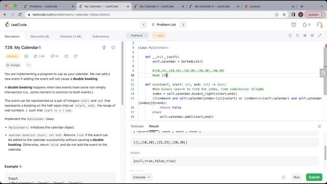 LeetCode 729 My Calendar I (Explain Python Solution) смотреть онлайн