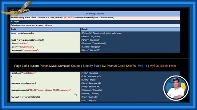 Learn Python MySQL Complete Course |Step By Step| Select From |Ponnuri Gopie Krishna | Part-5 смотреть онлайн