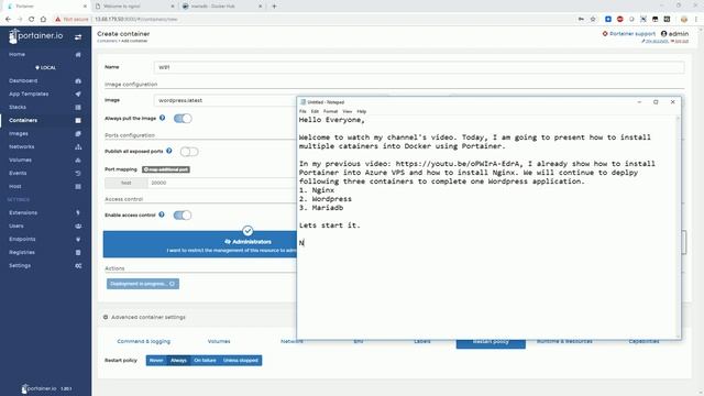 Using Portainer Install NGINX, WordPress, MariaDB for Web Application смотреть онлайн