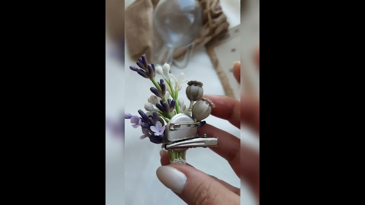 Бохо-брошь из холодного фарфора.