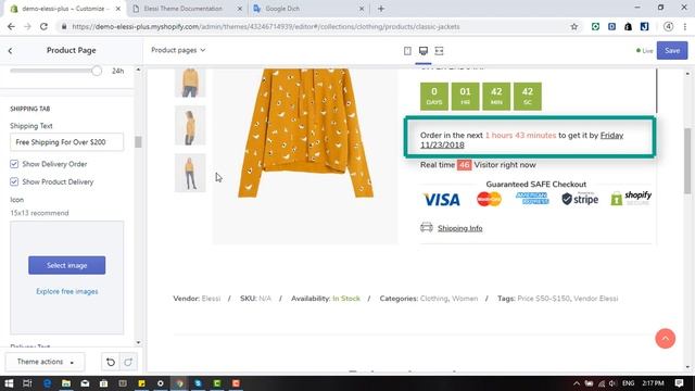 Elessi Shopify Theme - Product Time visitor, Total Sold Flash, Shipping Tab, Share button смотреть онлайн