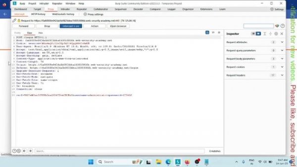 Burp Suite: SQL injection | Apprentice | SQL injection vulnerability allowing login bypass