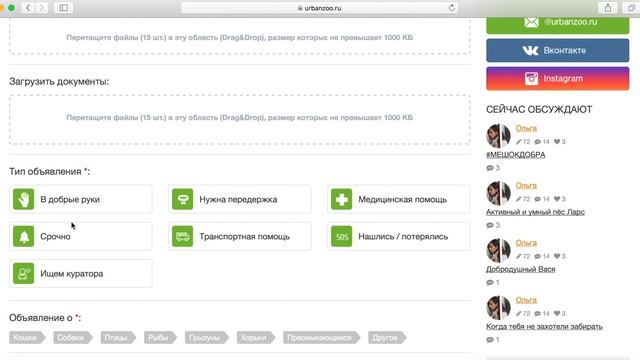 Как написать объявление о животном на urbanzoo.ru смотреть онлайн